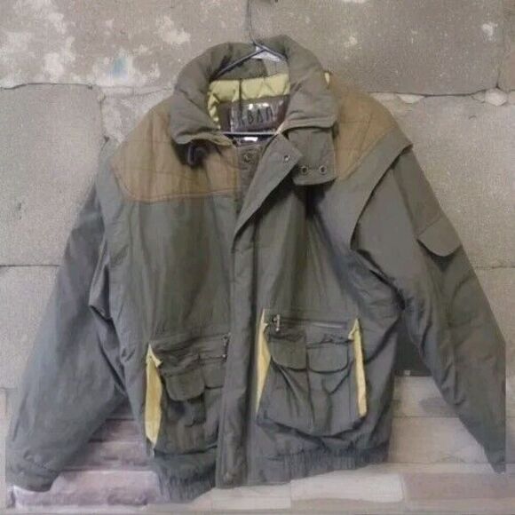 Vintage Urban Equipment Green Military Style Bomber Aviator Jacket W Hood Sz L - Picture 1 of 16